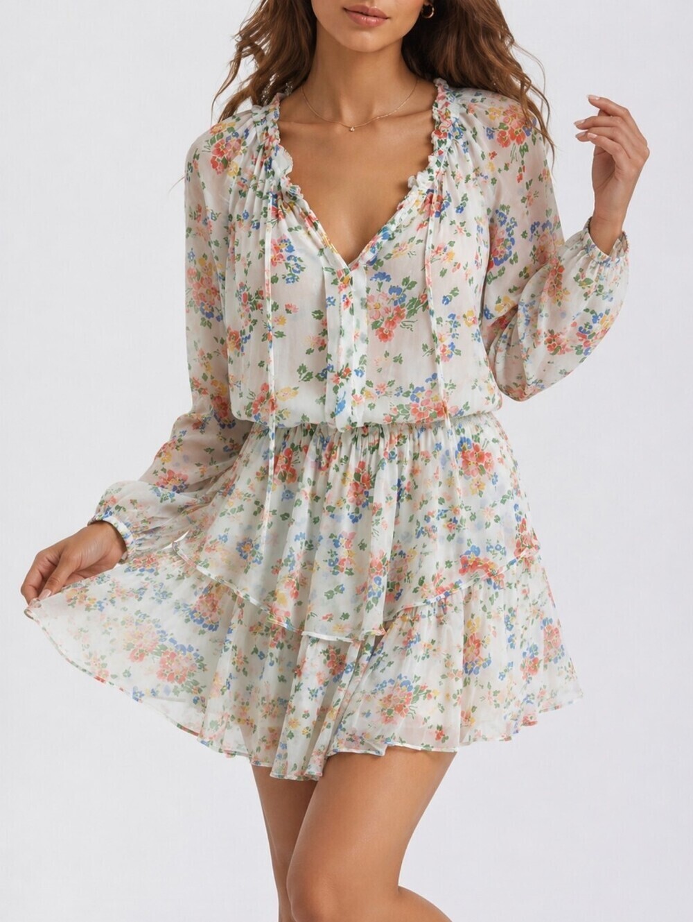 LoveShackFancy 100% Silk Floral Mini Dress Romantic Feminine S